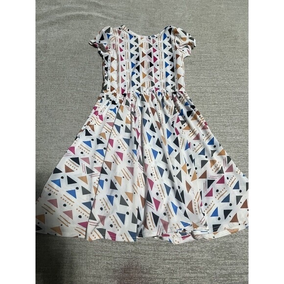 Dot Dot Smile Dress Girl’s Size 5/6 White Geometric Graphic Sleeveless Long - Picture 10 of 11